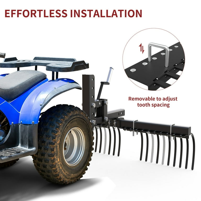 LEDKINGDOMUS Landscape Rake Removal Soil Gravel Lawn Debris for