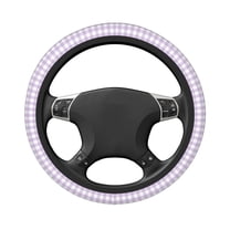 Uemuo Purple Checkboard Printed Car Elastic Steering Wheel Cover - Universal Car Accessory for Diverse Cars Anti-Slip, and Comfortable- 15"