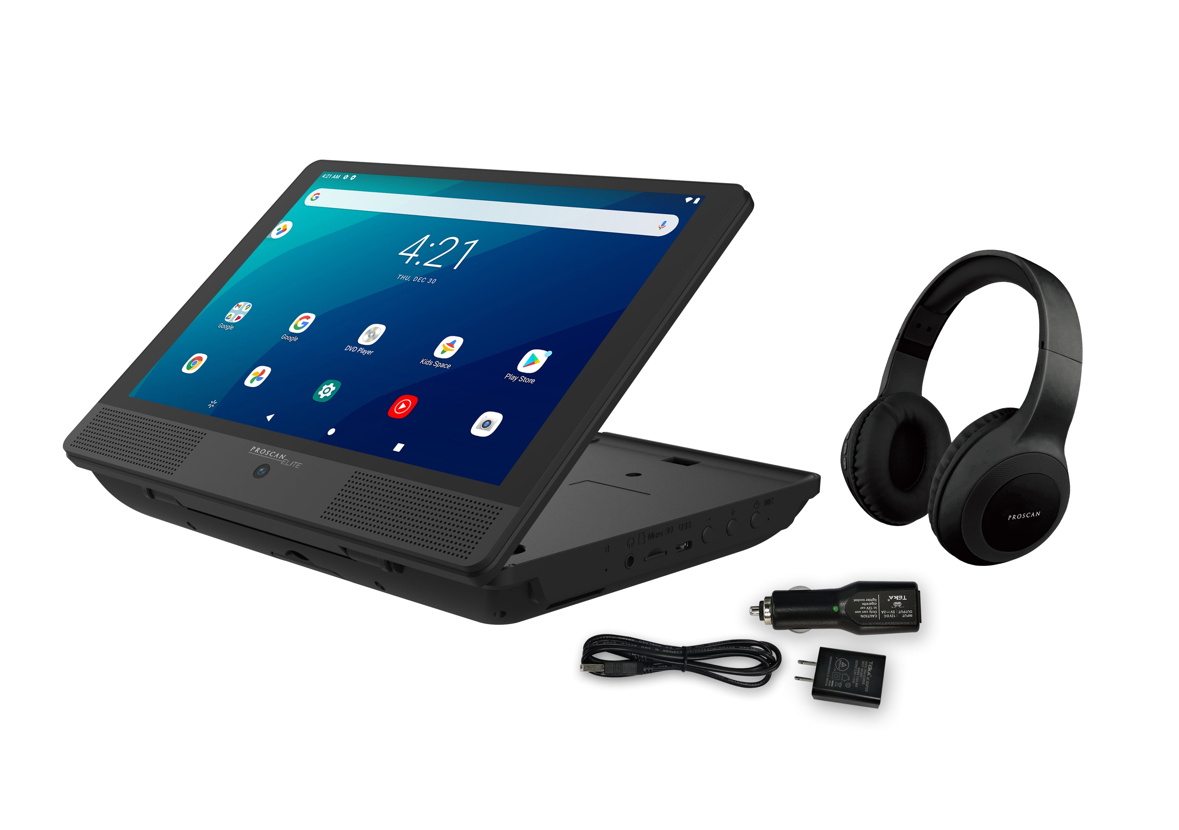 600240 Proscan Elite 10.1" Tablet/Portable DVD Combo With Bluetooth Headphone, 2GB/32GB Storage, Android 11 , Redbox Bonus : 5 1 night movie code