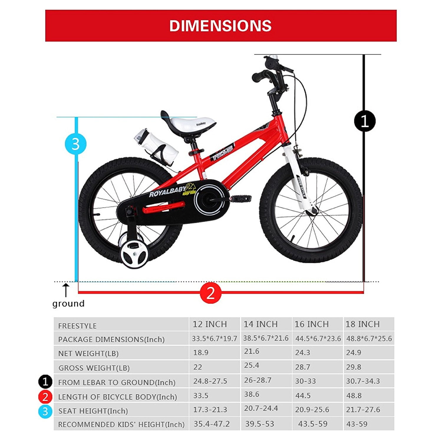 royal baby bike size chart
