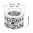 thumbnail image 2 of Round Ring Charm Spacer Beads, 6Pcs 8.5mm - Round Zircon Pave Spacer Bead for Jewelry Making (White - White Gold), 2 of 6