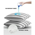 thumbnail image 6 of Outdoor Waterproof Throw Pillow Covers Set of 2 Classical Stripe Decorative Pillowcases Square Outdoor Pillows Cushion Case 18x18 Inch Grey Patio Pillows for Couch Sofa Bed Garden, 6 of 7
