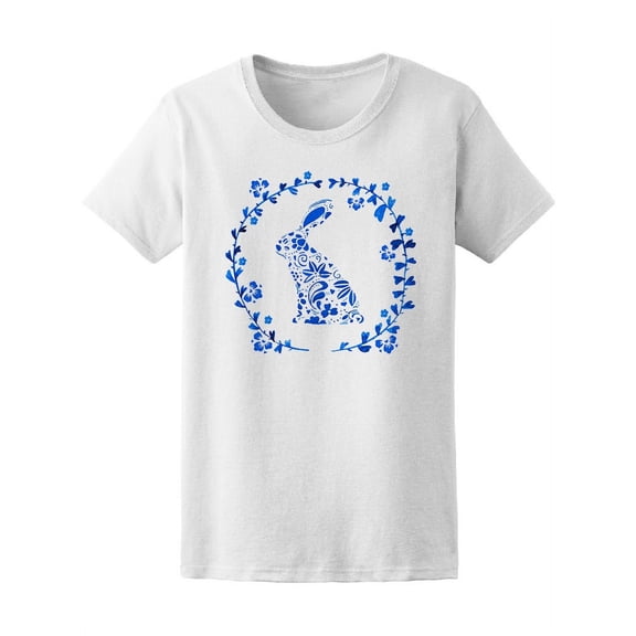 Easter Bunny Blue Ornate T-Shirt Women -Image by Shutterstock, Female x-Large