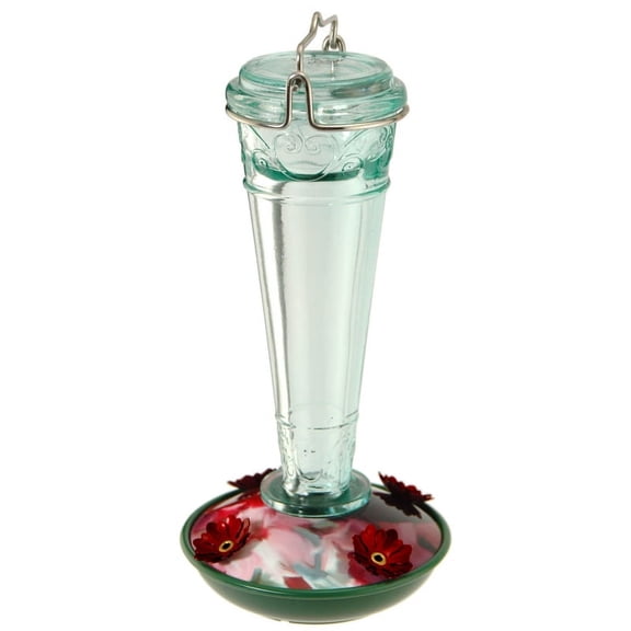 Audubon NA35244 8 Oz Green Torchiere Style Glass Hummingbird Feeder