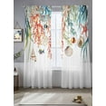 thumbnail image 2 of Summer Coastal Sheer Curtains 84 Inch Long 2 Panels, Coral Seaweed Shell Starfish Fish Nautical Light Filtering Rod Pocket Semi Sheer Curtains, Sheer Voile Drapes for Living Room Bedroom, 52"x84", 2 of 5