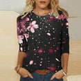 thumbnail image 2 of successthop Floral Blouses for Women Plus Size 3/4 Sleeve Shirts Oversized Crewneck Casual Clothes Floral Tops, 2 of 5