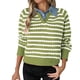 thumbnail image 2 of HongQid Womens Striped Sweater Shirts Lapel V Neck Long Sleeve Strip Knit Pullover Casual Layer Top Jumper Y2K Shirt, 2 of 8
