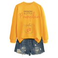 thumbnail image 3 of Trendfront Womens Halloween Growing A Little Pumpkin Sweatshirt Long Sleeve Graphic Crewneck Fall Theme Pumpkin Print Pullover Top, 3 of 3
