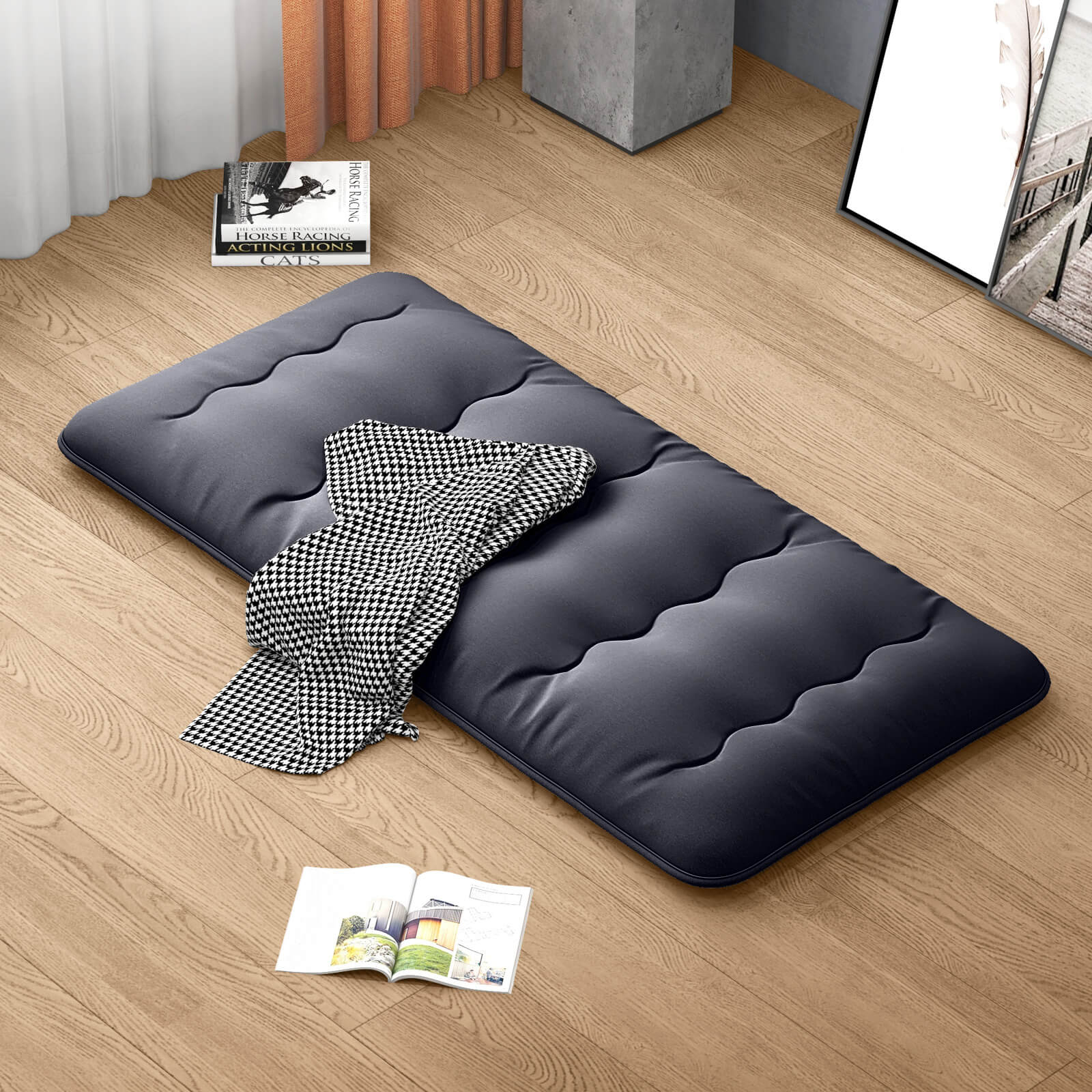 Costway Twin Futon Mattress Japanese Floor Sleeping Pad Washable Cover Carry Bag Black