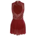 thumbnail image 2 of renvena Costume de Danse Lyrique Robe de Ballet Moderne Sans Manches avec Strass Contemporain Bourgogne TG, 2 of 9