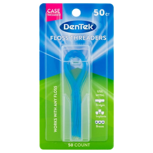 DenTek Floss Threaders, For Braces, Bridges, and Implants, 50 Count