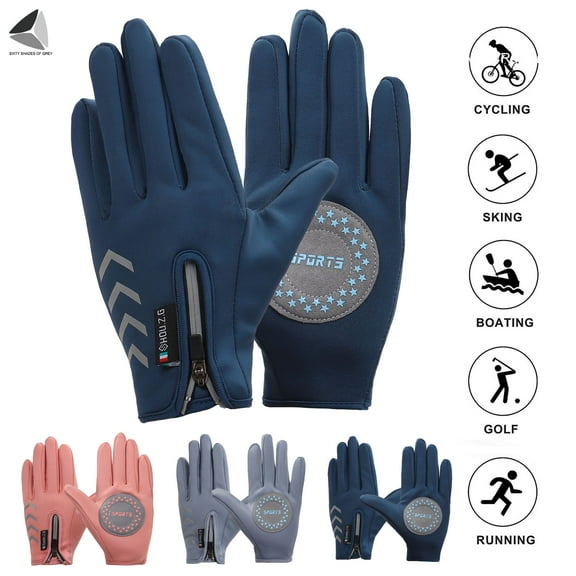 PULLIMORE Kids Winter Gloves Water Resistant Anti-slip Warm Soft Lining Gloves With Reflective Stripes for Boys Girls (Gray,M)