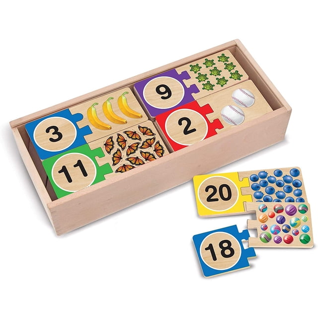 Rompecabezas de Números Autocorregibles Melissa & Doug 40 piezas y Caja de Almacenamiento de Madera Infantil MD-06444