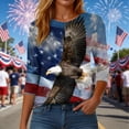 thumbnail image 5 of UngA 250th Anniversary USA Shirts Women American Flag 3/4 Sleeve Shirt 4th of July T-Shirt USA Flag Patriotic Tee Tops (Navy,XL), 5 of 8