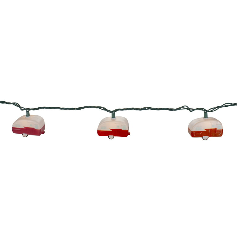 10 Count Retro Camper Novelty Summer String Lights, 6.5 ft Green Wire