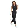 thumbnail image 4 of Fiophy Women's Cozy 2 Piece Outfits Lounge Sets Sleeveless Cropped Tops High Waisted Jogger Sweatpants Sweats Track Suits Set, Black, L, 4 of 7
