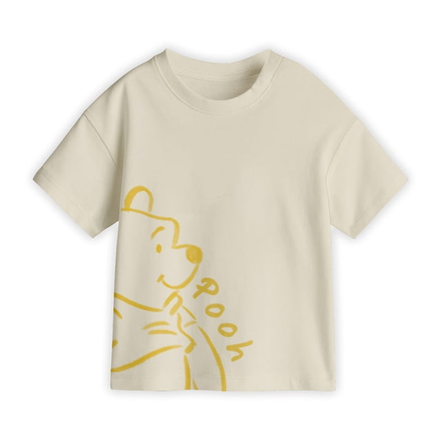 Playera Casual Winnie Pooh para Bebes Manga Corta Crema Talla 3X