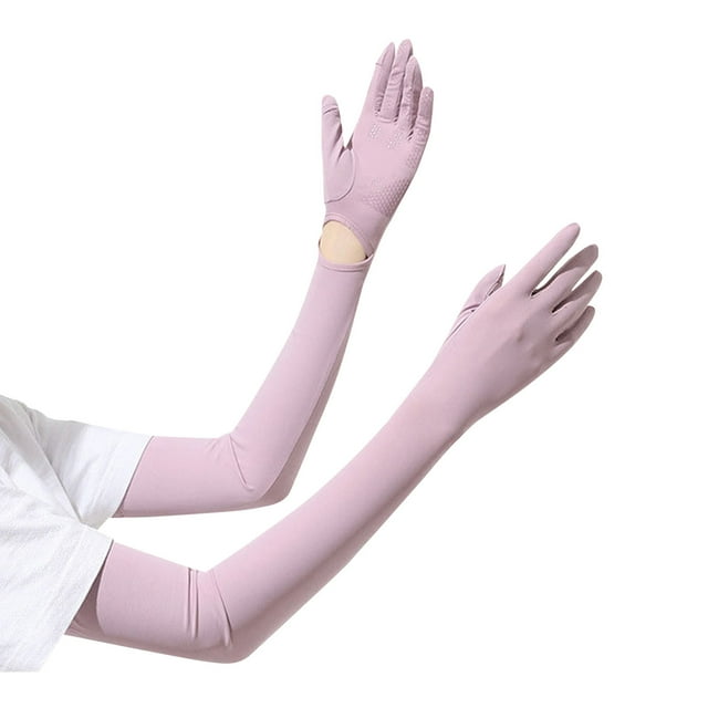 Ice Silk Sunscreen Sleeves And Gloves In One Set Summer Full Finger Ice Sleeves Outdoor Breathable Arm Cool And Non Sleeves For Cycling