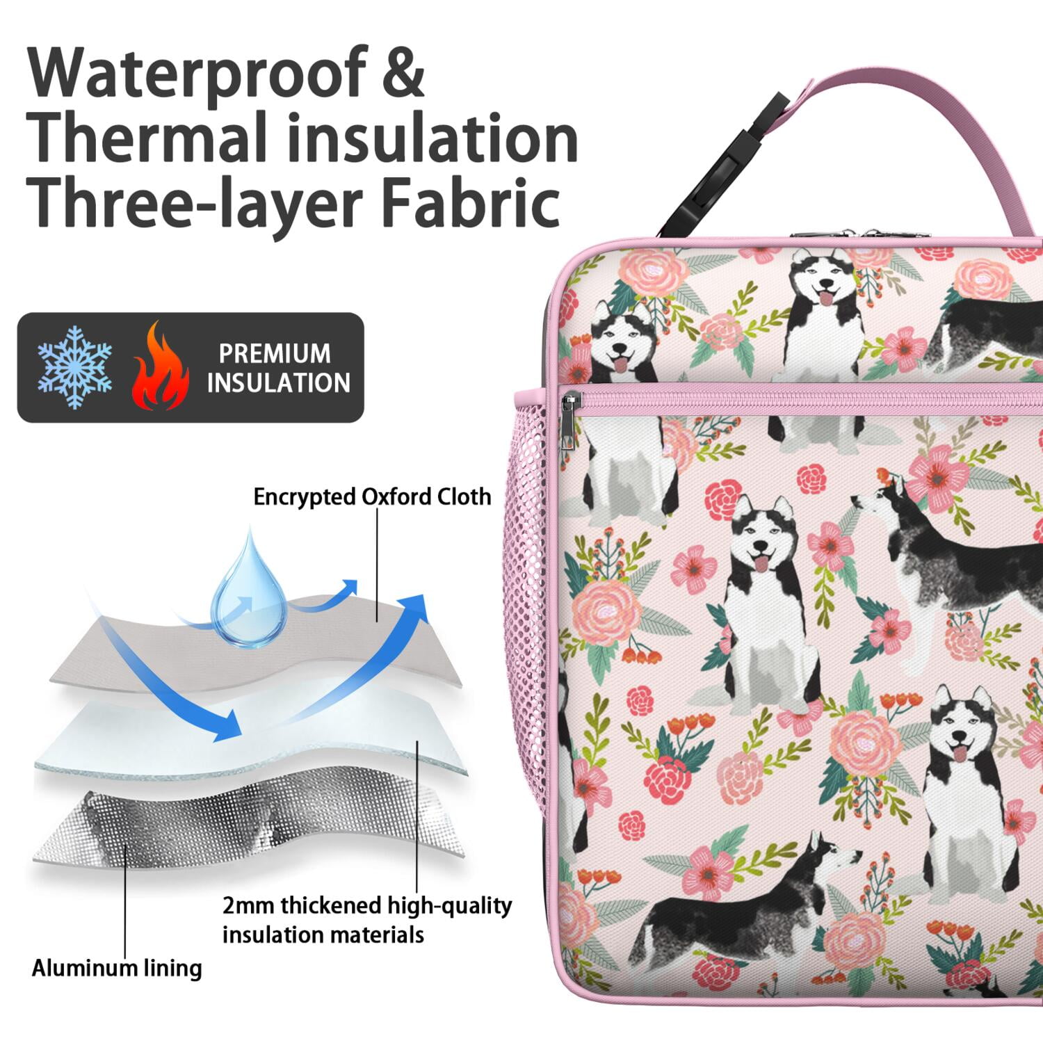 Cartoon Puppy Pattern Lunch Tote Bag, Insulated Waterproof Bento Box with Adorable Dog Print, Durable and Spacious Cooler for Work, Gym, Picnic, Travel