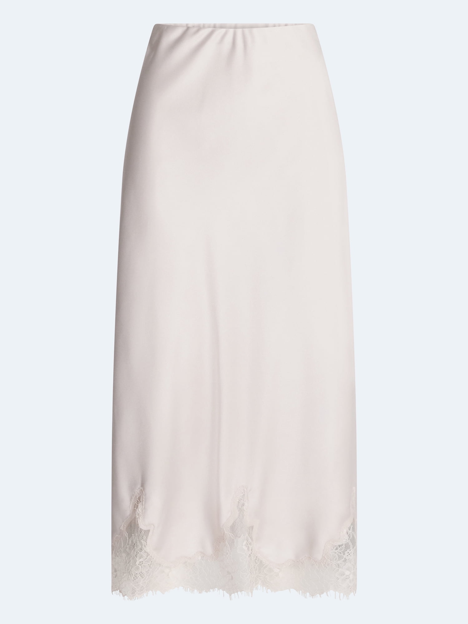 Scoop Women's Midi Slip Skirt with Lace Trim, Sizes XS-XXL