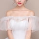 thumbnail image 1 of Vestido de novia, vestido de novia, cheongsam, cuello alto, encaje, malla, chal, capa, borla, 1 of 5