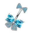 thumbnail image 2 of Belly Button Dangle Body Piercing Bow Statement Curved Dangling Belly Blue, 2 of 9