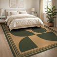 thumbnail image 3 of ODIKA 8'x10' Washable Area Rug Non-Shedding, Easy Care, Olive Beige Geometric Design Elegant Contemporary Motifs with Bold Symmetry for King Size Bedroom Under Bed, Master Suite, 3 of 7