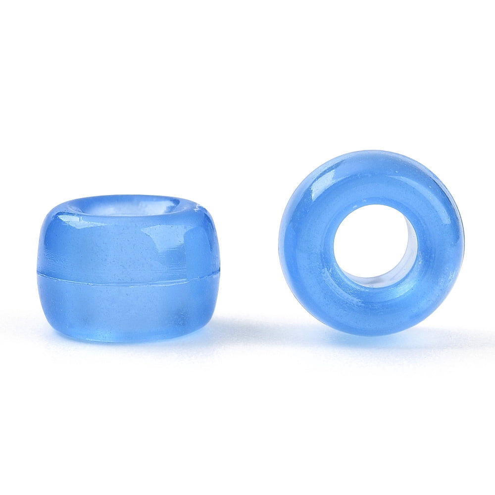 500 g Transparent & Luminous Plastic Beads Frosted Crow Beads Pony Beads Barrel Cornflower Blue 9x6mm Hole: 3.8mm about 1900pcs/500g