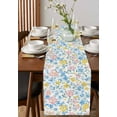 thumbnail image 4 of ERUNPONLY Pink Blue Yellow Flowers Table Runner - 72 Inch Long Watercolor Botanical Floral Cotton and Linen Blended Dress Scarves Farmhouse Table Runner for Kitchen Dining, Coffee Table, 14"x72", 4 of 8