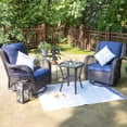 thumbnail image 3 of MeetLeisure 3-Piece Wicker Outdoor Rocking Chairs Wicker Patio Conversation Set; Blue, 3 of 8