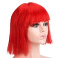 thumbnail image 2 of Deago 12" Short Straight Bob Wig with Bangs Synthetic Colorful Cosplay Costume Halloween Party Flapper Wig for Women (Red), 2 of 8