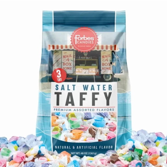 Forbes Candies Assorted 3 Pound Bag of Salt Water Taffy - Premium Assorted Flavors for Parties & Gifting, 48 oz, Natural & Artificial Flavor