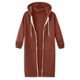 thumbnail image 5 of zaveiop Long Hoodies for Women Zip up Oversized Double Zipper Lined Fall Outfits Jackets Oversized Hooded Sweatshirts With Pockets (Brick Red, 3XL), 5 of 8