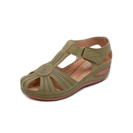 Summer Women s Casual Bohemia Sandals Gladiator Wedge Shoes Comfortable Ankle Strap Outdoor Platform Closed Toe Sandals