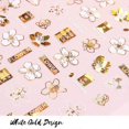 thumbnail image 5 of Pegatinas de hojas para uñas, diseño de flores doradas y blancas bronceadas, 6 unidades, con diseño abstracto de hojas y caras, para manicura., 5 of 5