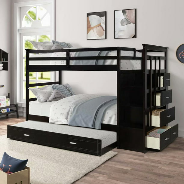 Twin Over Bunk Beds With Trundle, Wood Bunk Bed Assembly