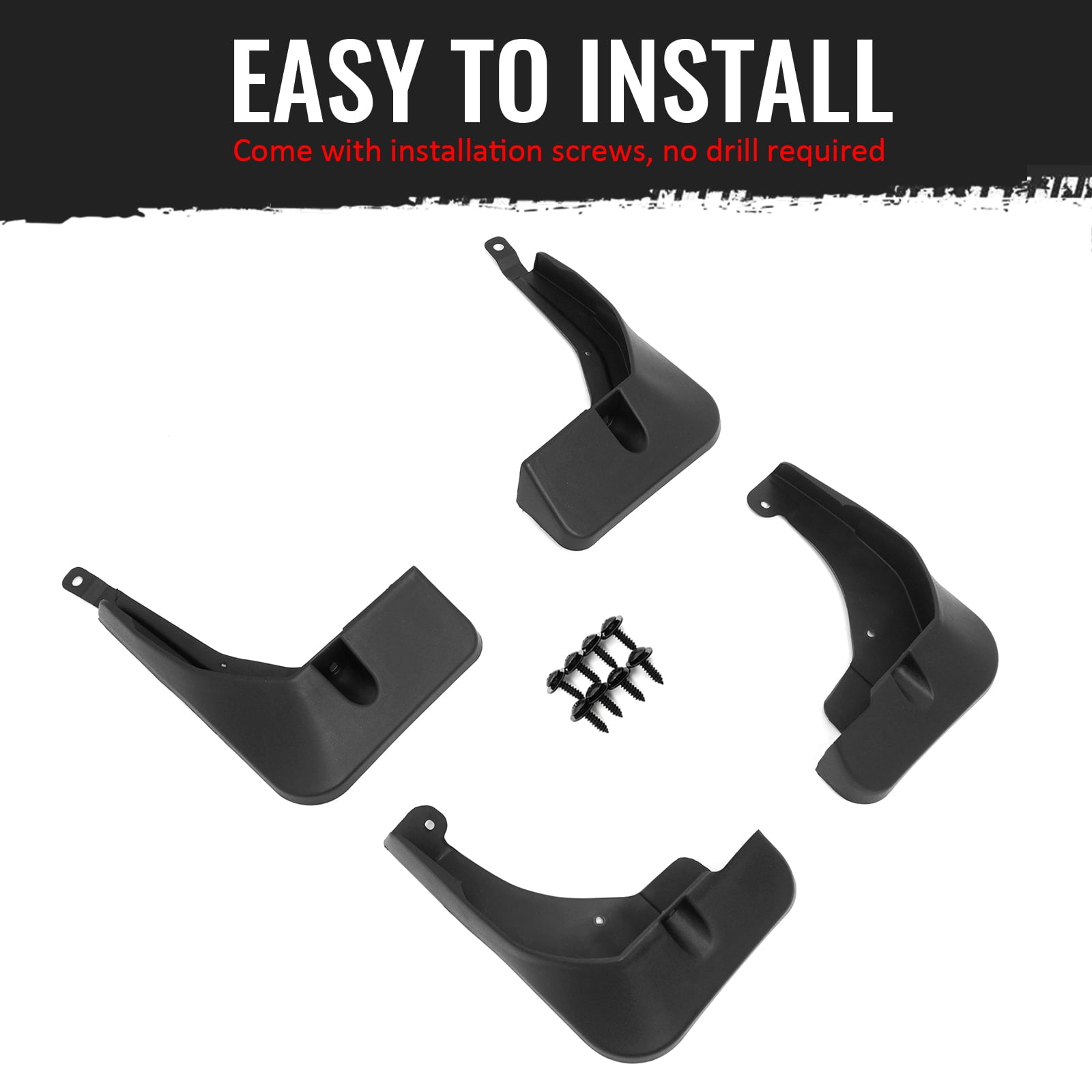 Ikon Motorsports 4PCS Front Rear Mud Flaps Wheel Arch Splash Guards MudFlaps For 2022-2026 Toyota Corolla Cross, Black PP Polypropylene PK389-16N00-TP