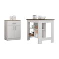 thumbnail image 2 of CoSoTower 2 Piece Kitchen Set, Kitchen Island + Pantry Cabinet , White /Walnut /Light Oak, 2 of 6