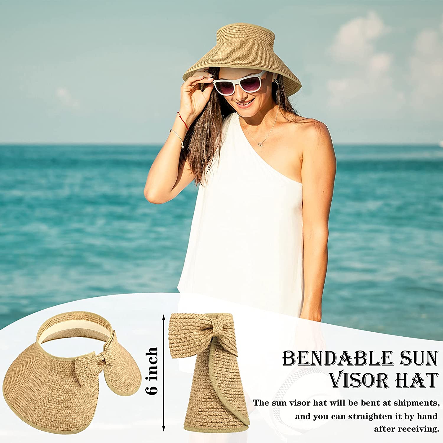 Beach Hat Roll-up Golf Visor Hat 