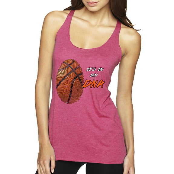 Wild Bobby, Basketball Fingerprint It's In My DNA, Sports, Women Tri-Blend Racerback Tank Top, Vintage Pink, Large