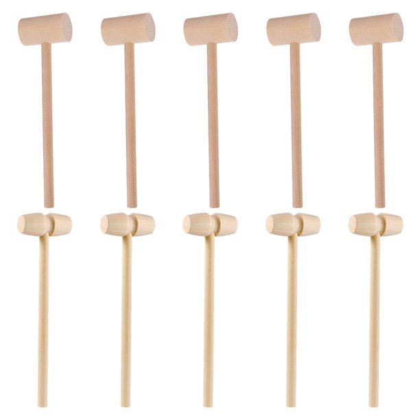 Pequeño mazo de madera natural, herramienta de aprendizaje para jugar, mazos de langosta, martillos para mariscos, galletas de mariscos, herramienta para romper mariscos para niños, 20 piezas