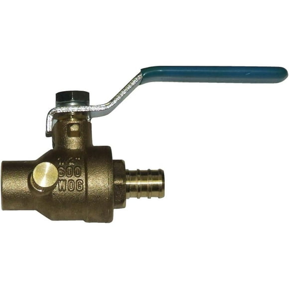 1/2" PEX x 1/2" Sweat Brass Ball Valve - with Drain