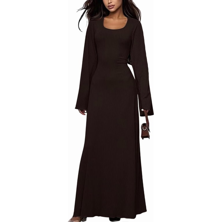 ribbed maxi bodycon dress Women's Rib Knit Striped Bodycon Maxi Slip Dress