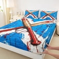 thumbnail image 4 of Castle Fairy Baseball Graffiti Queen Sheets 4 Pieces, Crossed Bat Pattern Queen Sheet Sets, Blue Red White,1 Fitted Sheet, 1 Flat Sheet and 2 Pillowcases, 4 of 6