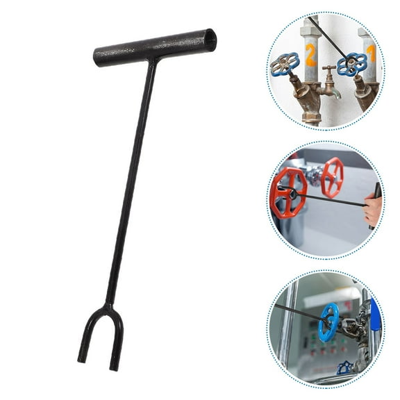 KALLORY Water Shut Off Key Water Meter Box Key Black Steel Long Rod Design For Professionals 1Pcs