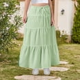 thumbnail image 6 of Lutiedan Girls Maxi Skirts High Waisted Ruffled Drawstring Tiered Long Skirt Summer Casual Boho Flowy Flare Hem Holiday Fancy Swing Skirt 4-15 Years, 6 of 9
