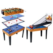 5-in-1 Multi-Game Table for Home - Billiards, Foosball, Ping Pong, Push Hockey & Basketball,All-in-One Indoor Sports Center for Family Game Room