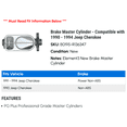 thumbnail image 2 of Brake Master Cylinder - Compatible with 1990 - 1994 Jeep Cherokee 1991 1992 1993, 2 of 2