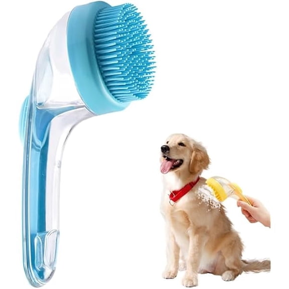 Dog Bath Brush, Pet Grooming Massage Scrubber for Long and Short Hair, 2025 Model (blue)