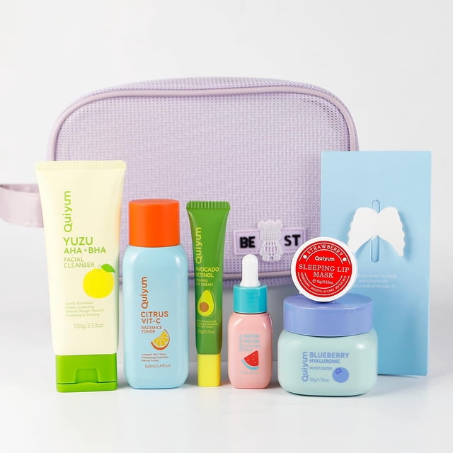 Set de cuidado de la piel QUIYUM Fruit para niñas y adolescentes con rutina de 6 pasos